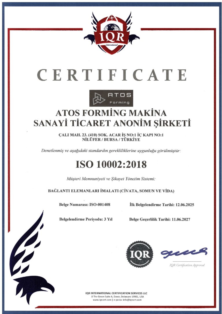 ATOS Forming ISO 10002 - 2027