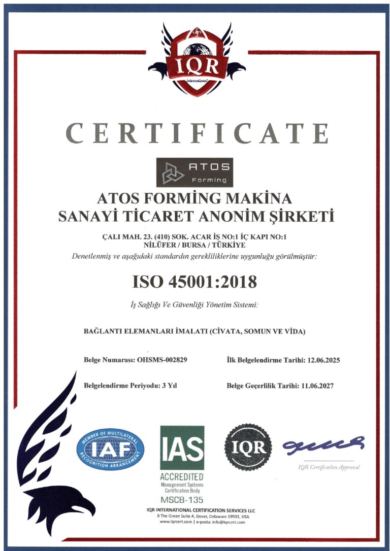ATOS Forming ISO 45001 - 2027
